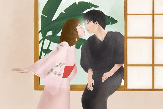 青年親吻