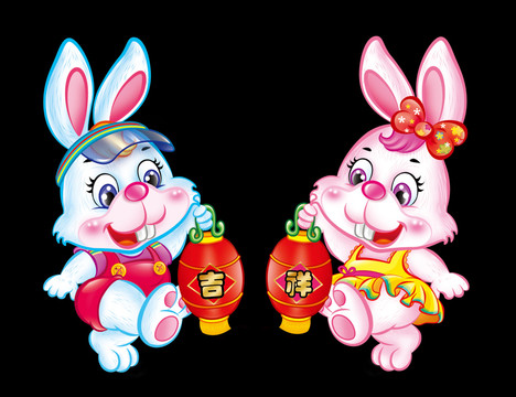 卡通兔對(duì)貼