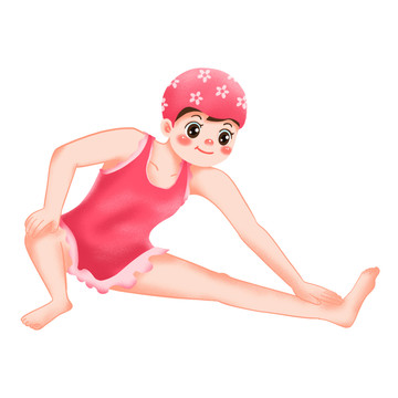 泳裝熱身運動的女孩元素