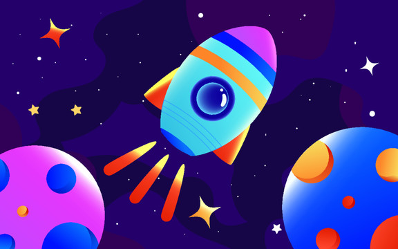 人類月球日宇航員宇宙飛船插畫
