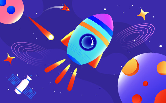 人類月球日宇航員宇宙飛船插畫
