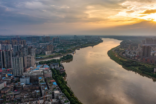 航拍湖南衡阳城市风光