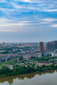 航拍湖南衡阳城市风光