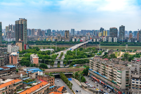 航拍湖南衡阳城市风光