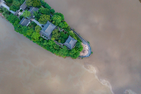 航拍湖南衡阳石鼓书院素材