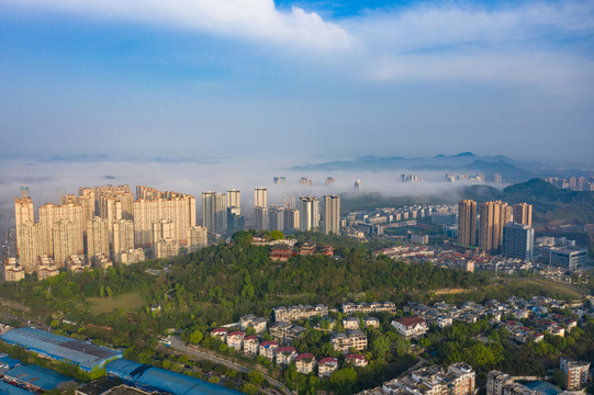 南充市顺庆区舞凤山全景