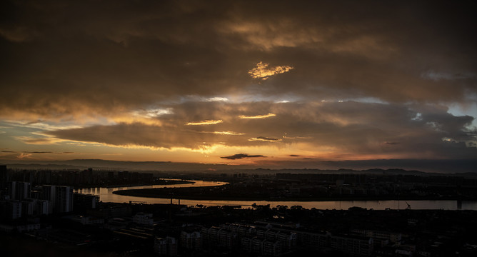 宁波甬江夕阳