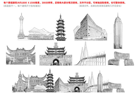 寧波手繪畫素描速寫地標(biāo)建筑