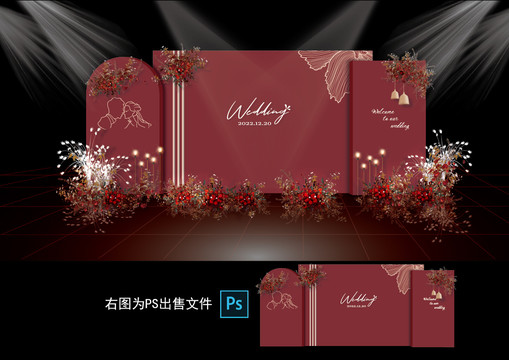 酒紅色婚禮背景