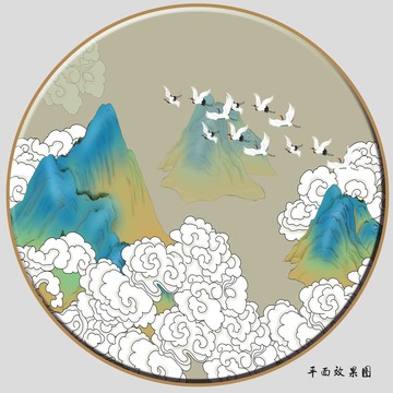 國(guó)潮祥云山水