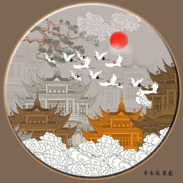 古典閣樓仙鶴