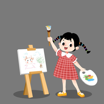 畫(huà)畫(huà)的小女孩