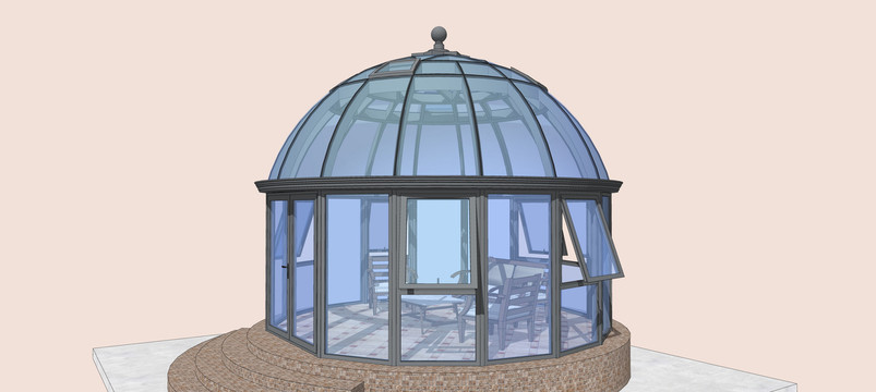 玻璃球形顶设计效果图