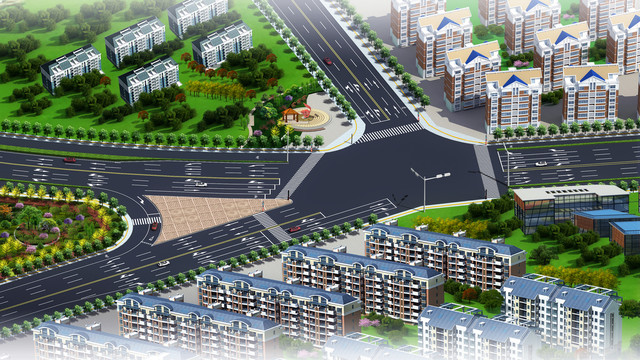 交叉口道路效果圖