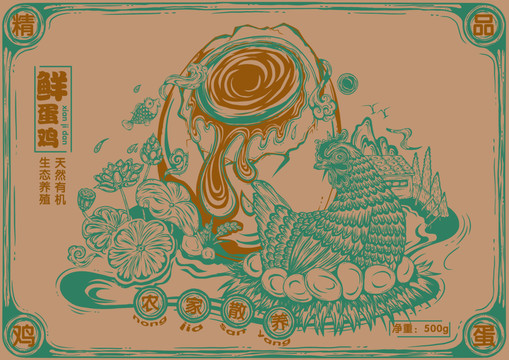 鮮雞蛋包裝盒插畫