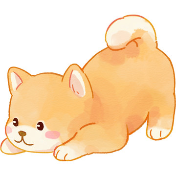 寵物水彩手繪插畫之柴犬