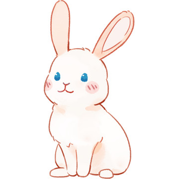 宠物水彩手绘插画小兔子