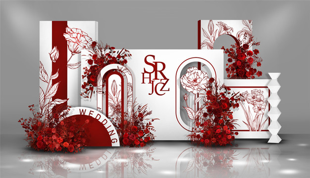 復(fù)古小香風(fēng)紅白色婚禮設(shè)計(jì)