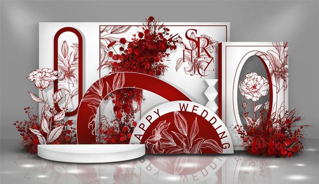 小香风红白色婚礼设计