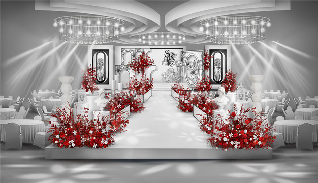 红白色小香风婚礼设计