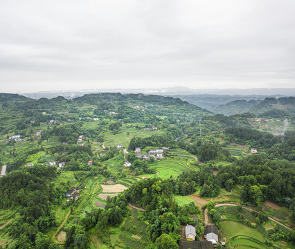 重庆丘陵田园自然风光