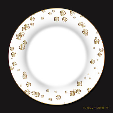 金色福字餐具花紙設(shè)計