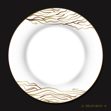 金色線條瓷盤餐具花紙?jiān)O(shè)計(jì)