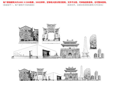 鐘祥市手繪畫素描速寫地標(biāo)建筑