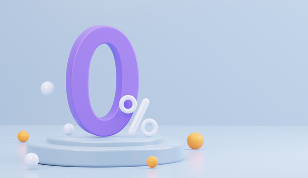 3D現(xiàn)代數(shù)字0百分比展示臺空白橫幅
