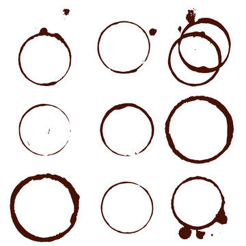 棕色水彩圆圈盖印插图