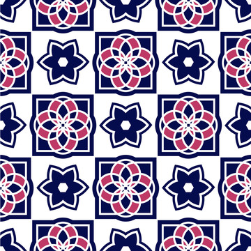 藍(lán)色瓷磚花紋背景