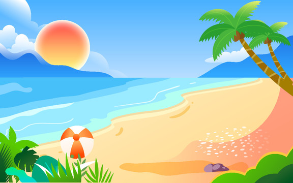 人物夏天海邊沖浪戶外運(yùn)動(dòng)插畫