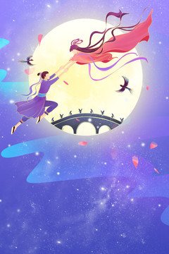 七夕紫色漸變?cè)鹿獗尘? style=