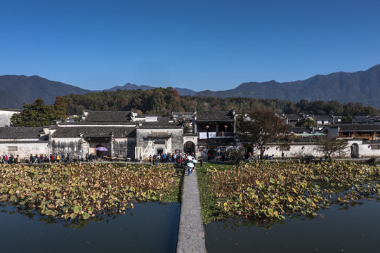 安徽宏村南湖画桥风景