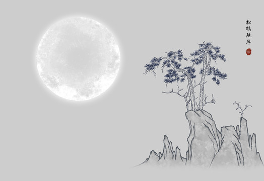 手繪意境樹裝飾畫背景