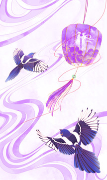 七夕節(jié)喜鵲花燈浪漫氛圍