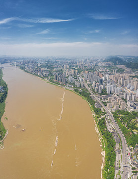 重庆钓鱼嘴城市航拍风光