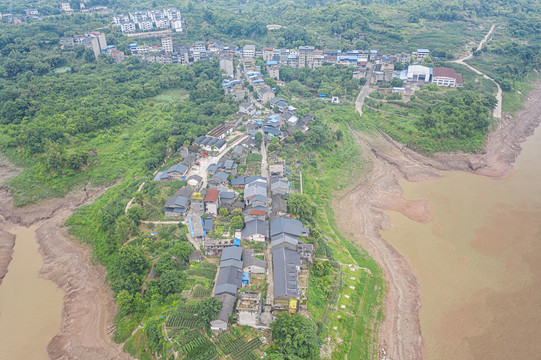 重庆涪陵长江航拍自然风光