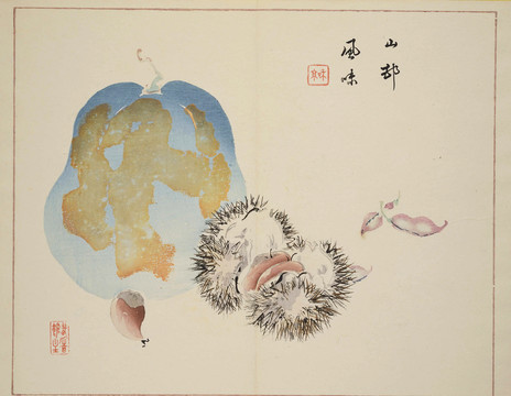 板栗與梨裝飾畫