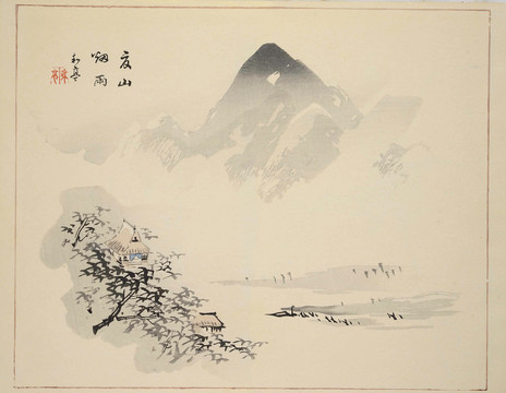 夏山煙雨山水裝飾畫