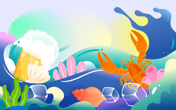 國際啤酒節(jié)夏日美食節(jié)狂歡插畫