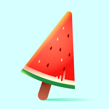 夏天解暑綠色水果西瓜果汁插畫