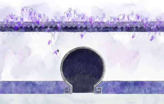 紫藤花墙