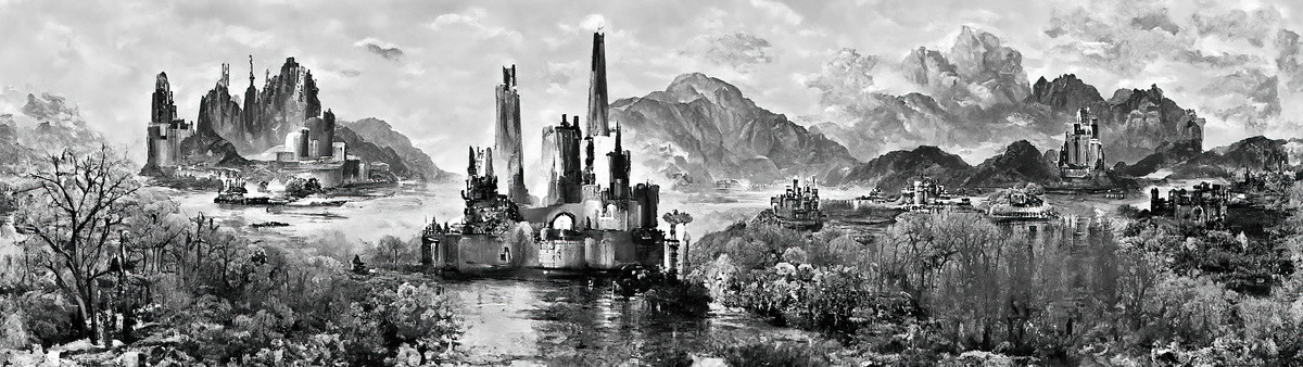 风景素描城堡油画手绘