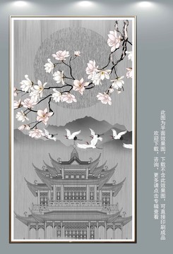 花鳥閣樓山水畫