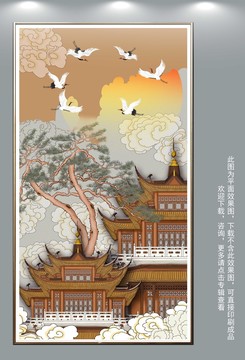 中式閣樓插畫