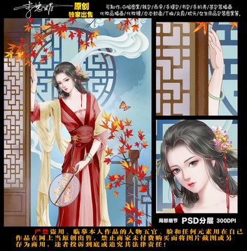 古风美女包装图案