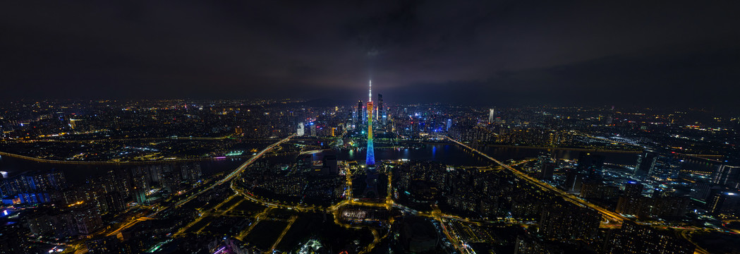 广州夜景航拍夜景图