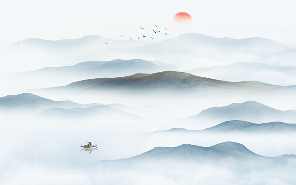 意境水墨山水畫