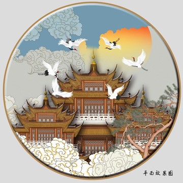 簡約瑞鶴圖